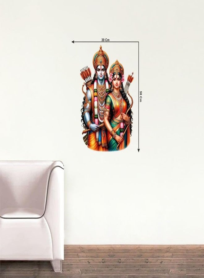 Sticker Studio ملصق جداري من الفينيل PVC بتصميم رام وسيتا من ستيكر ستوديو، مثالي لتزيين المنزل - مثالي لغرفة المعيشة، غرفة النوم، الردهة، غرفة الأطفال، غرفة اللعب (المقاس - 58 سم × 38 سم) - Image 4